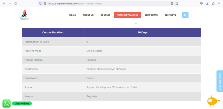 online Abacus teacher training course details
